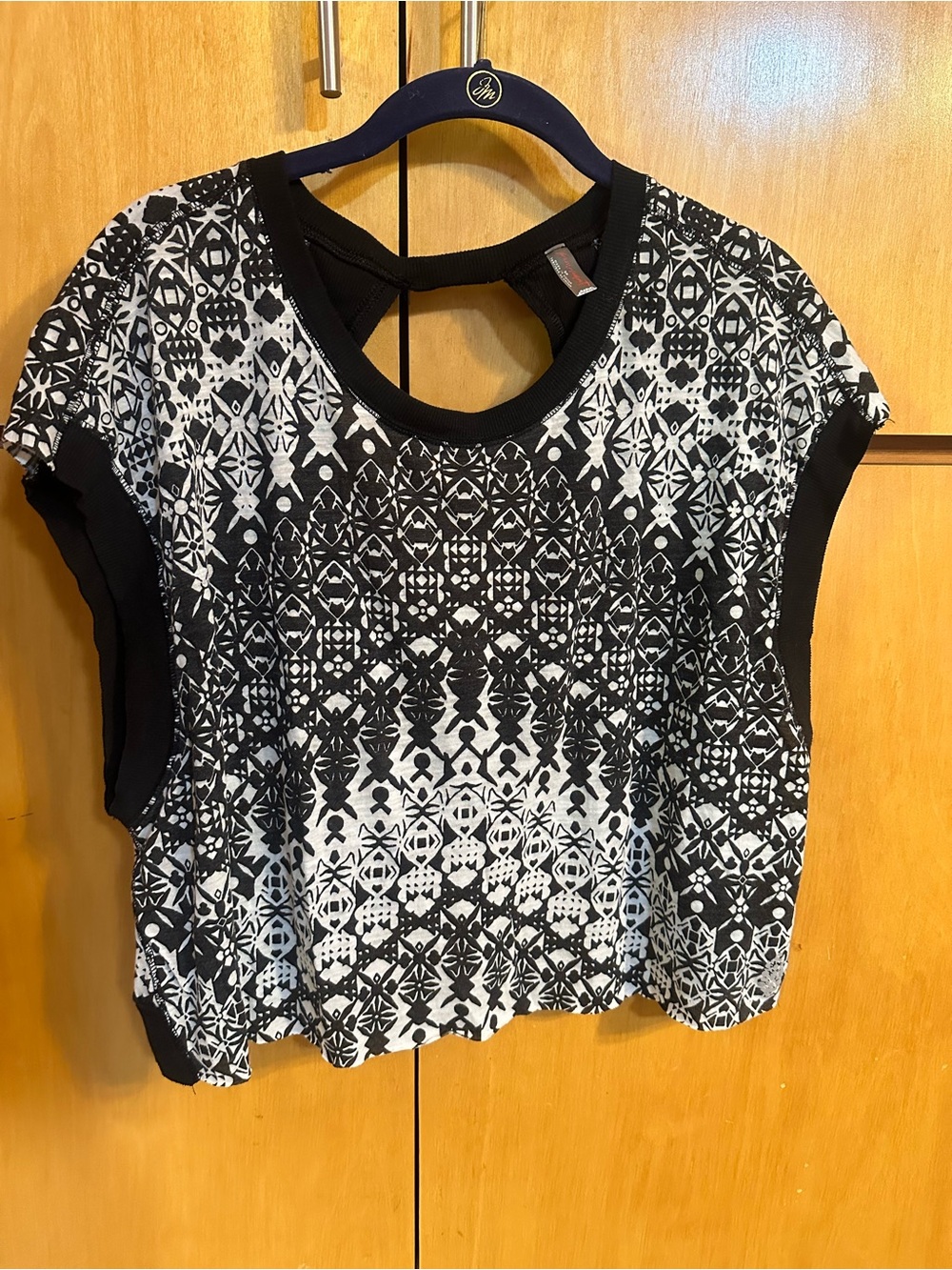 FP Movement by Free People Black & White Geometric Crop Top